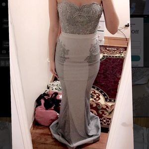 Portia&Scarlett strapless mermaid lace long dress